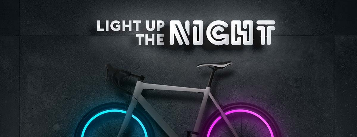 Light up the night, bicycle with glowing wheels