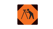 Caution construction crew road safety sign