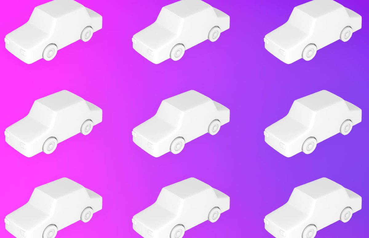 White cars on a purple background