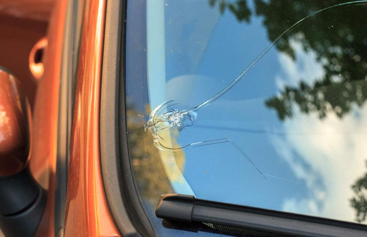 Cracked car windshield