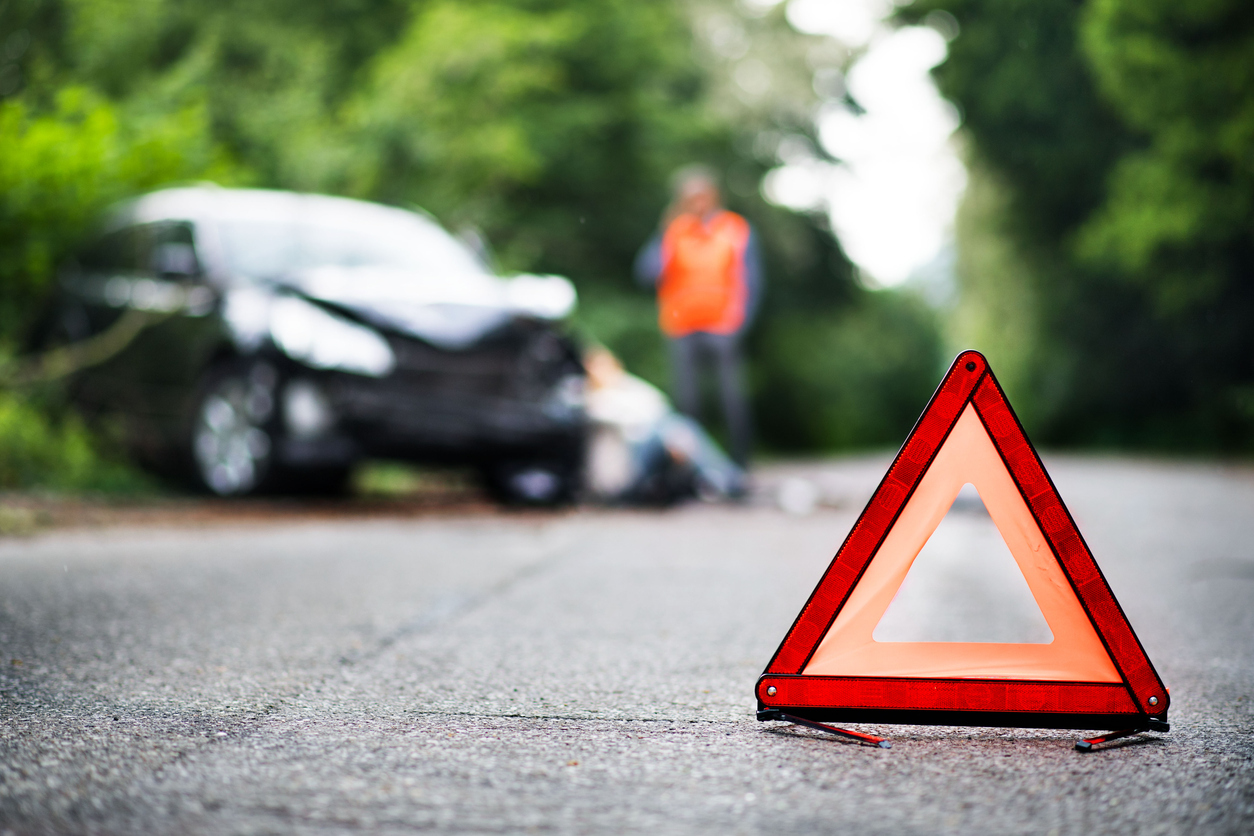 Small pilon on the road after a car accident