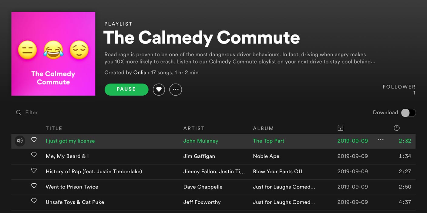 Calmedy Commute Spotify Playlist